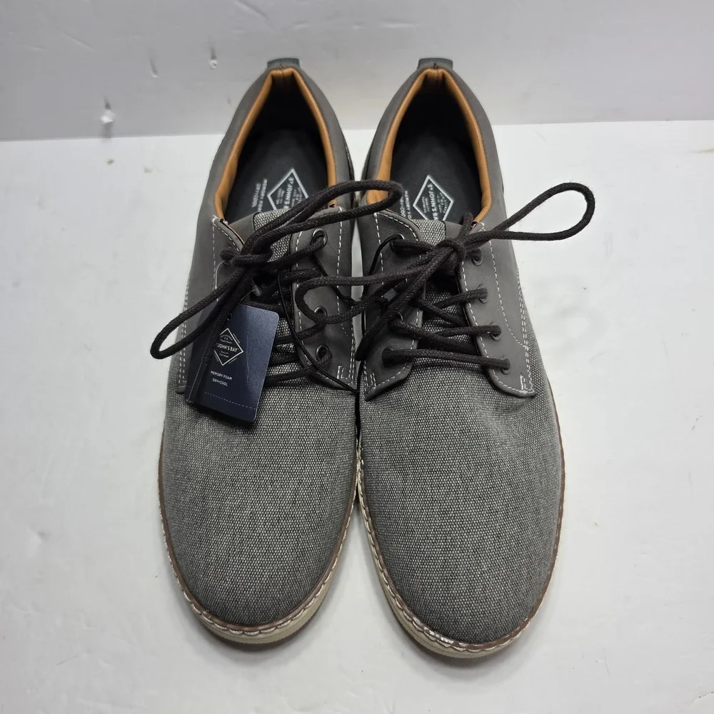 St Johns Bay Jacob Mens Grey Canvas Oxford Memory Foam Shoes 10.5M 016-1403